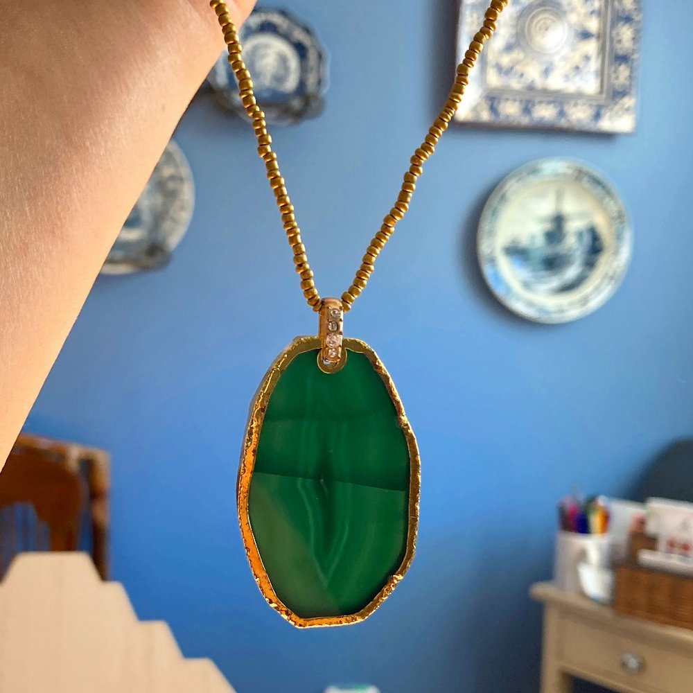 Green Glass Pendant Necklace